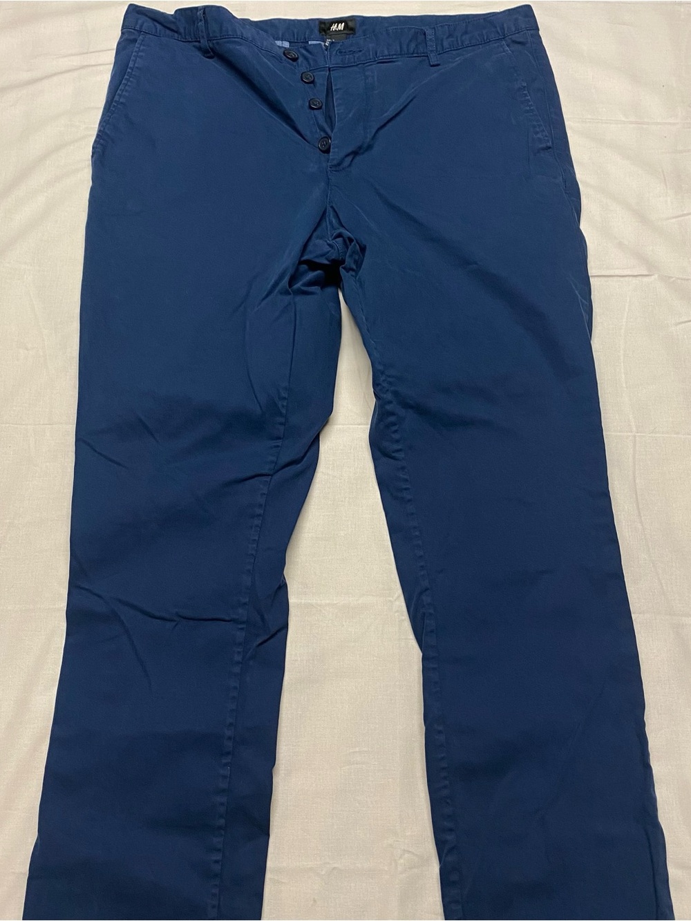 Mens size 38 H&M Blue Button-Fly Casual Trousers